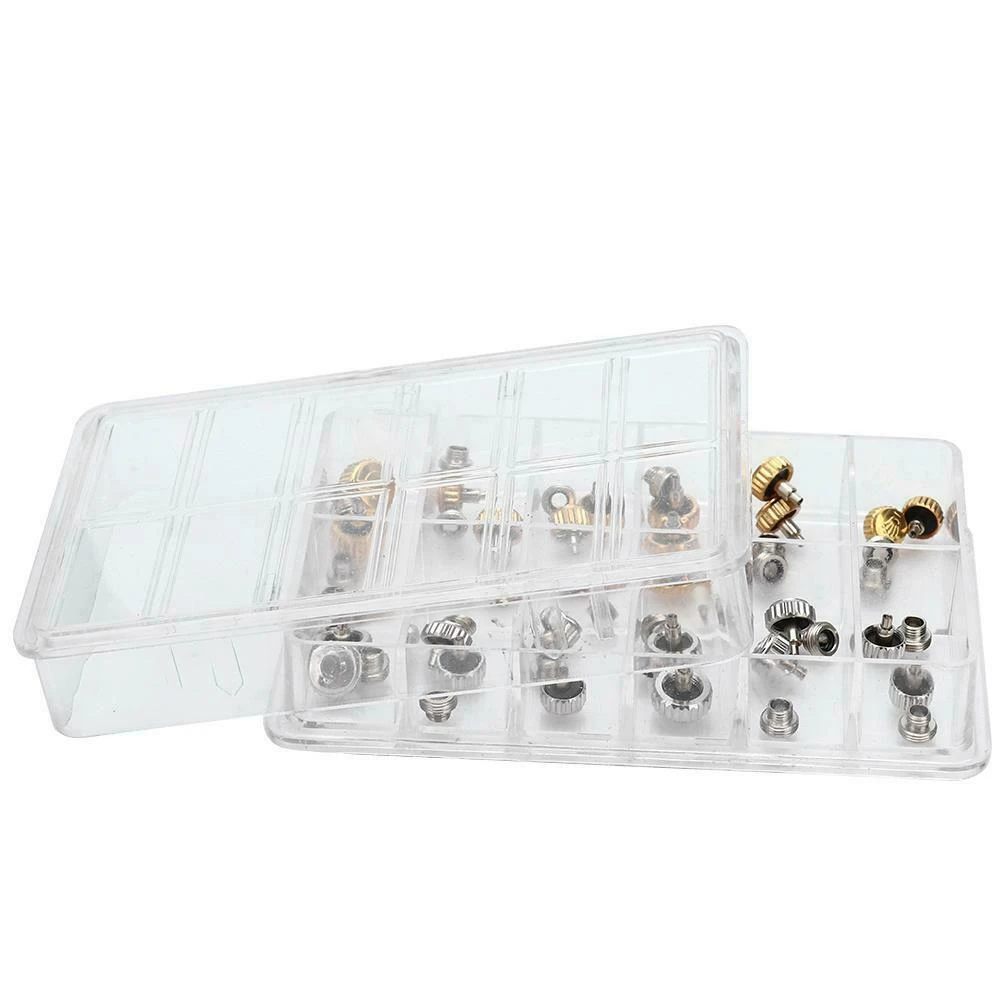 Relógio impermeável coroa substituição, Assorted Repair Tools com caixa, 48pcs