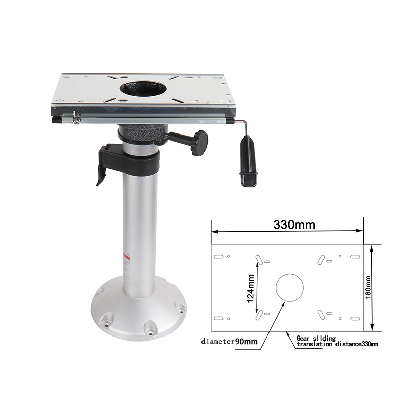 Pedestal de assento de barco com elevador a gás de alumínio com montagem deslizante - Pedestal de assento de elevação pneumático de altura ajustável alimentado por ar
