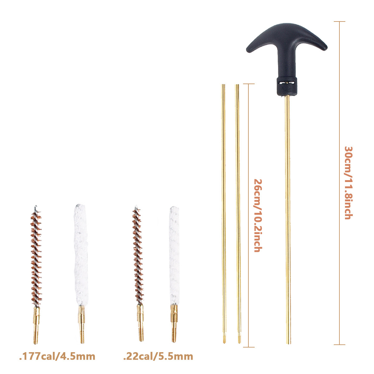 屋外戦術 4.5/5.5MM.177.22 口径メンテナンスバレルクリーニングキットライフル/ピストルエアガンライフルブラシ