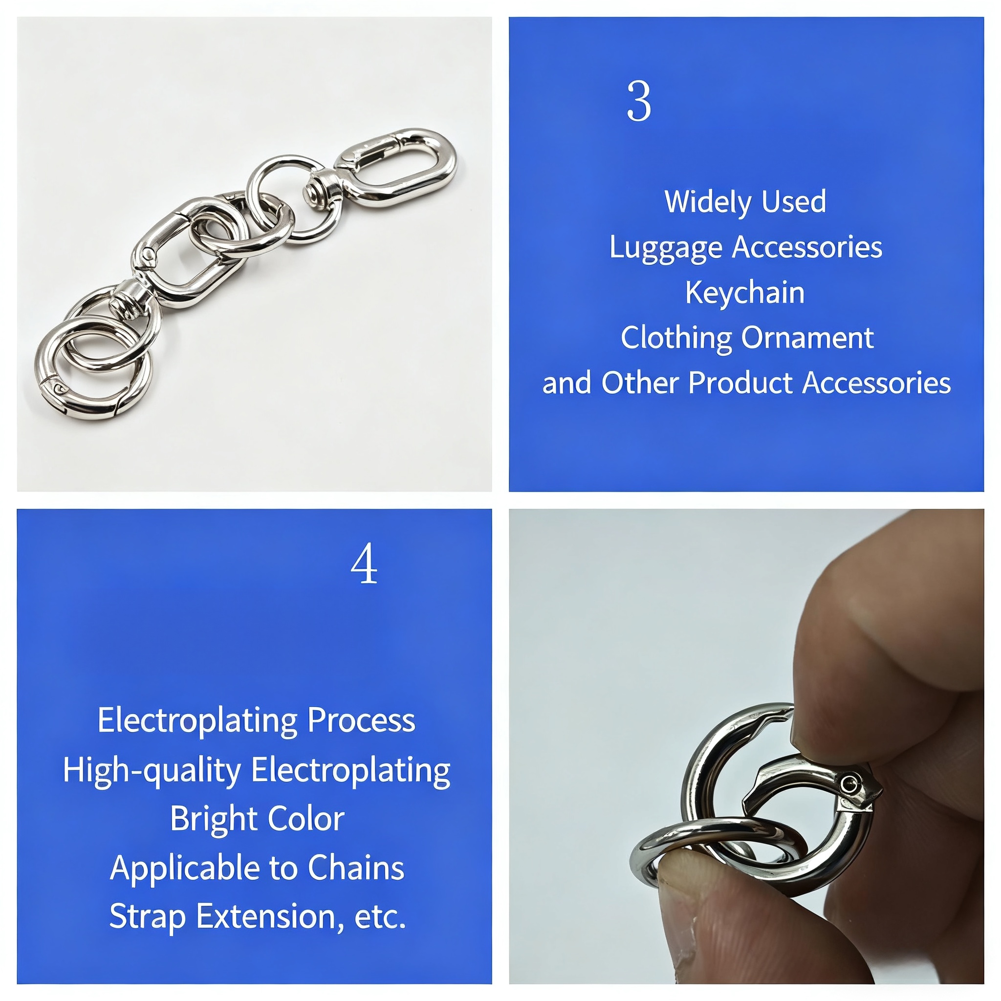 2pcs Double Opening Swivel Clasp Clips, Metal Swivel Spring Snap Hooks, Key Chain Clip with Key Ring for DIY Keys
