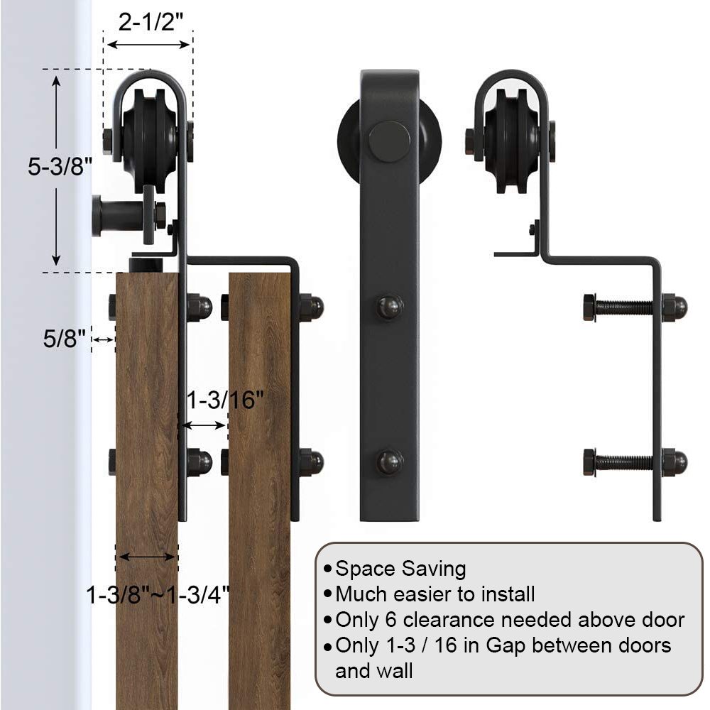 6FT Bypass Barn Door Slide Hardware Kit de hardware para porta de celeiro deslizante resistente e resistente para porta dupla