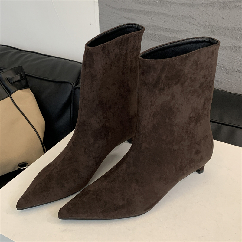 Eilyken Autumn Winter Pointed Toe Ankle Boots Women Designer Vintage Thin Low Heel Shoes Modern SHort Botas Zapatos De Mujer