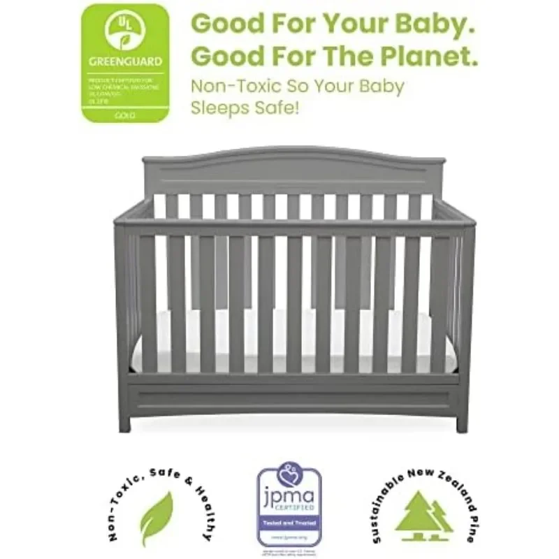Children Emery 4-in-1 Convertible Baby Crib - Greenguard Gold Certified, Dark Chocolate