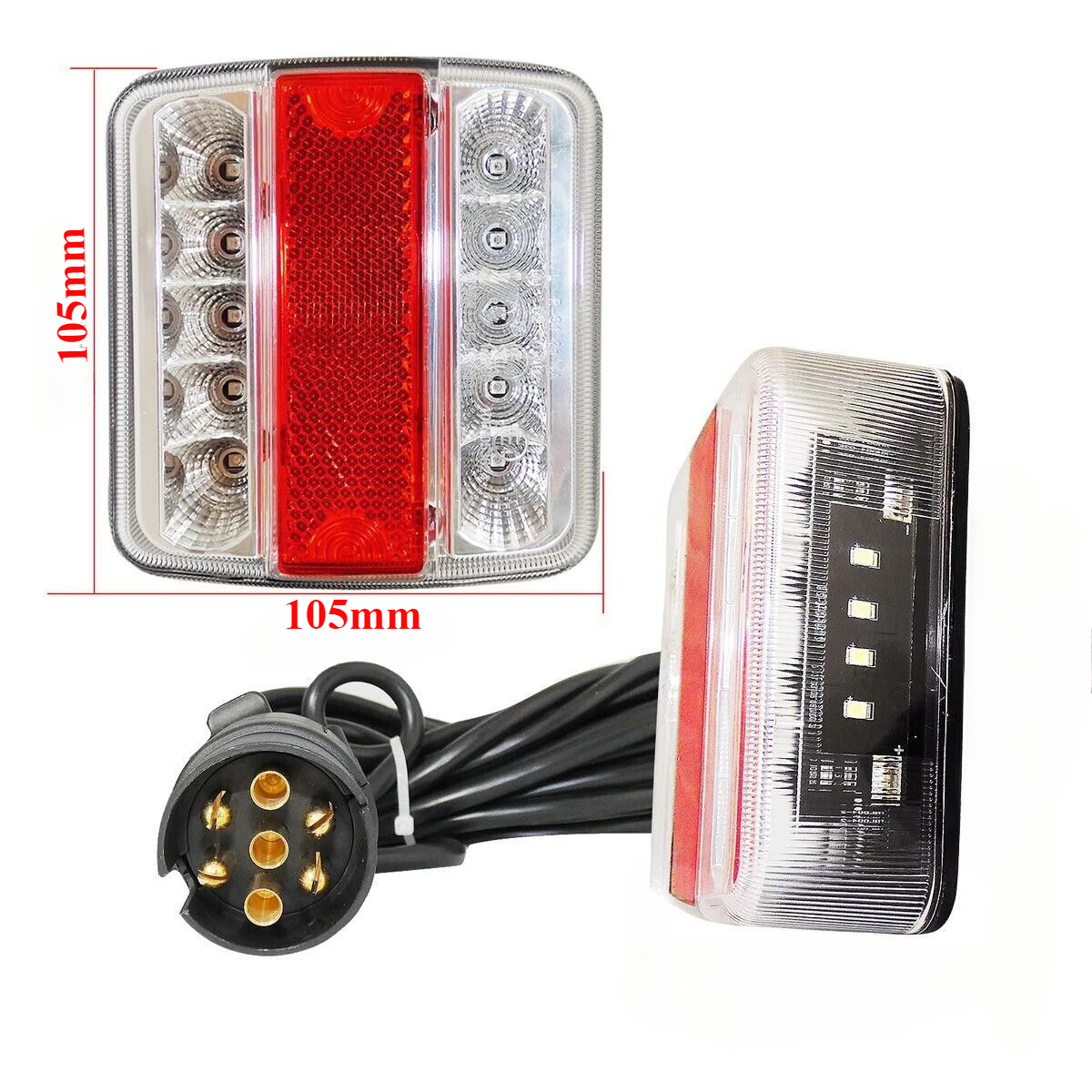 1 Juego de luz trasera Universal de remolque de 12V, 16 LED, 7,5 m + Cable de 2,5 m, lámpara de placa de matrícula de freno de 7 pines, resistente al agua