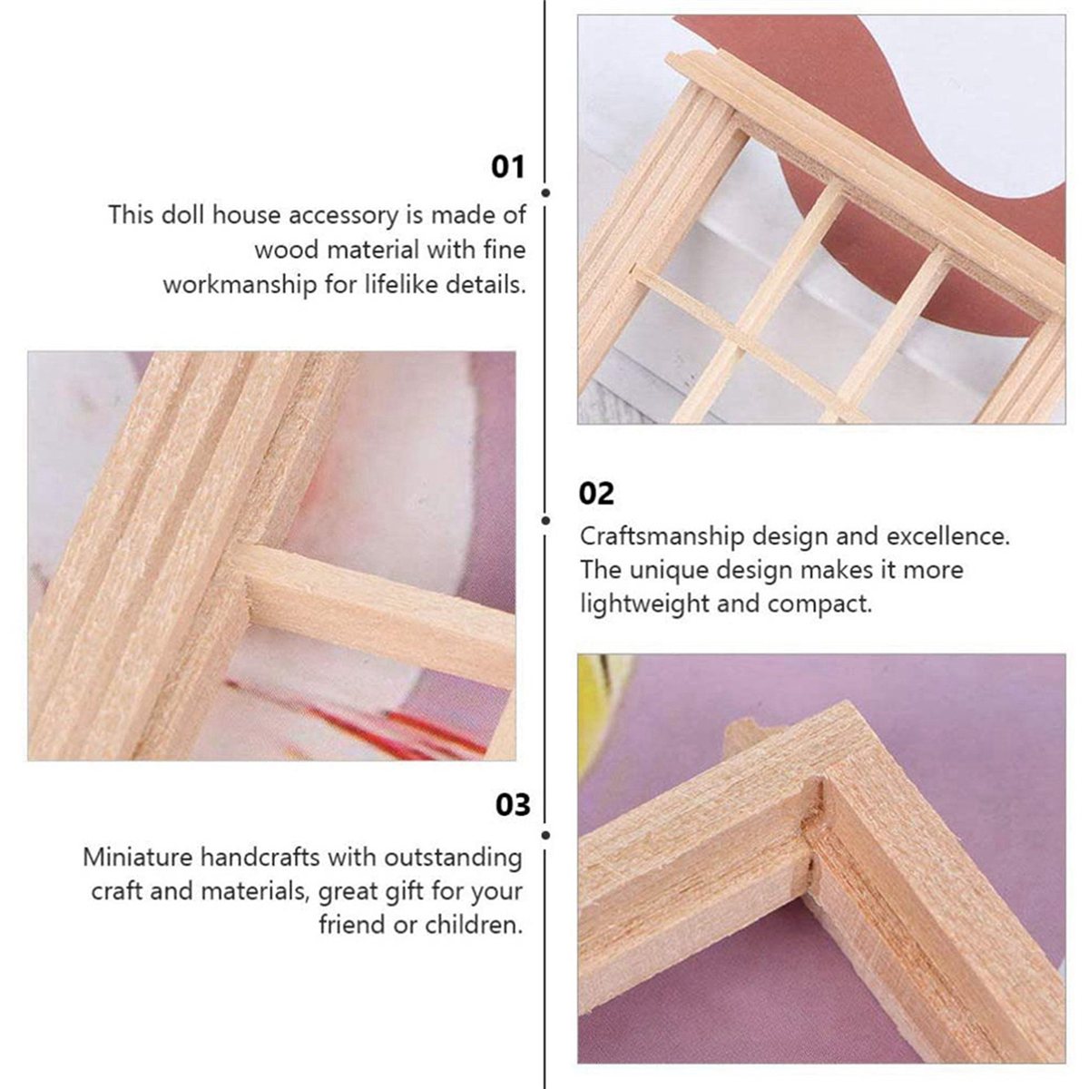 BAAU 6 ชิ้นมินิเฟอร์นิเจอร์บ้านตุ๊กตาจิ๋วหน้าต่างกรอบชุดตกแต่งเฟอร์นิเจอร์ของเล่น