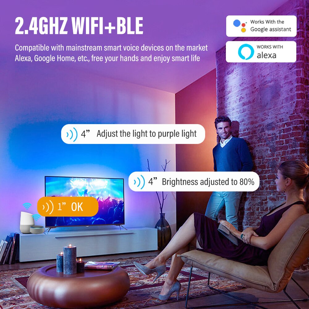 Smart WIFI LED Round Ceiling Light RGBCW Tuya APP Dimmable Compatible with Alexa Google Assistant for Bedroom
