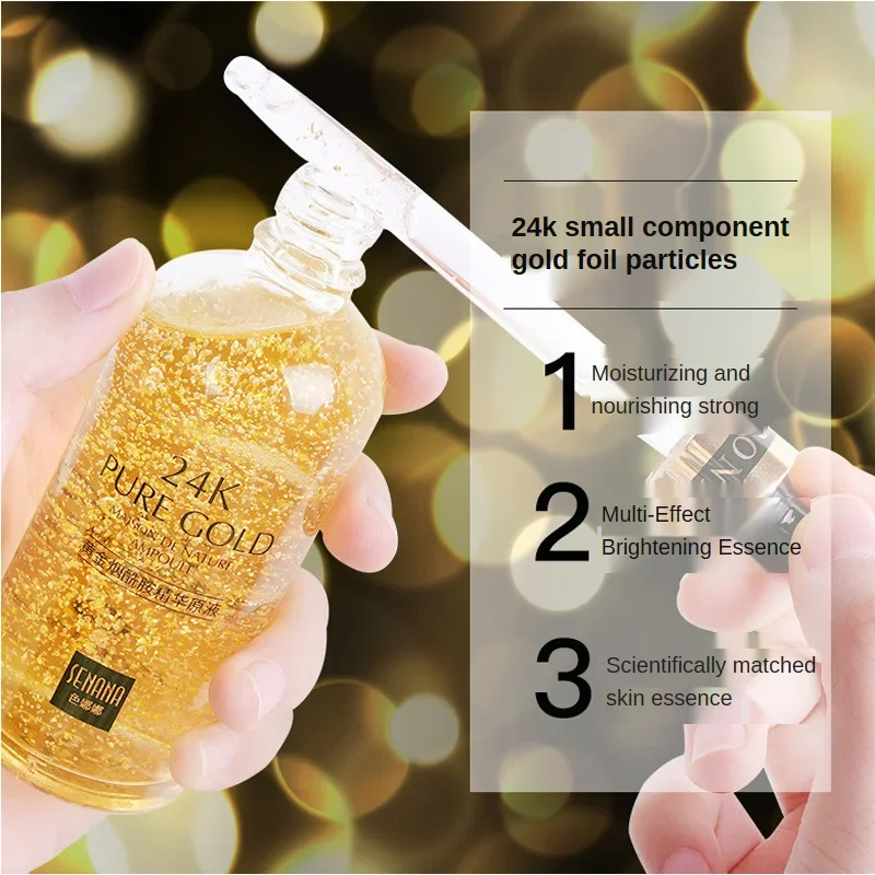 24k ouro ácido hialurônico nicotinamida rosto essência reabastecimento hidratar encolher poros iluminar cuidados com a pele endurecimento soro facial
