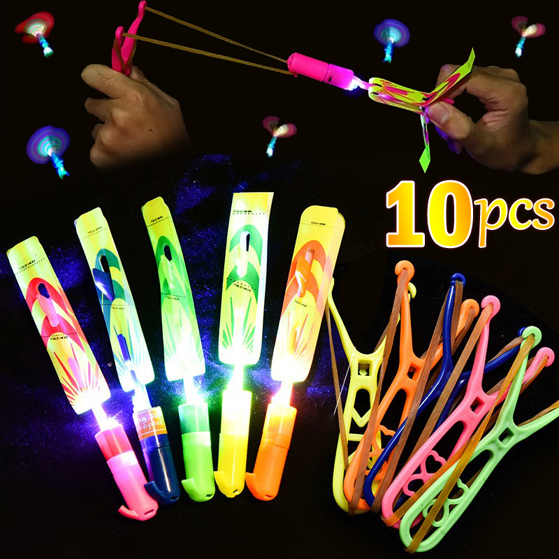 Волшебная светящаяся игрушка со стрелками, светящаяся игрушка для улицы, веселый подарок, Резиновая лента, светящаяся ракета, летающая игрушка