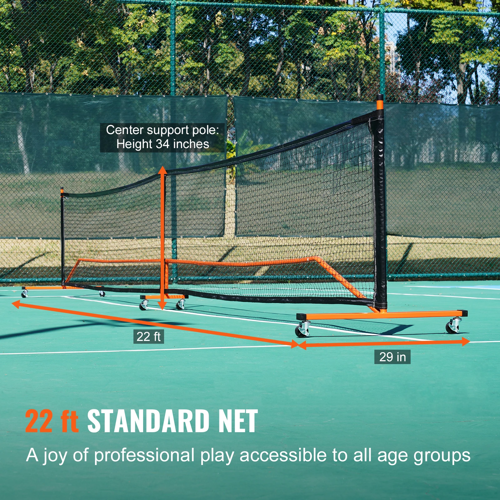 SucceBuy Sistema di rete per pickleball portatile 22FT Rete completa con dimensioni di regolazione ufficiali Reti per palline di sottaceti all'aperto con linea di corte