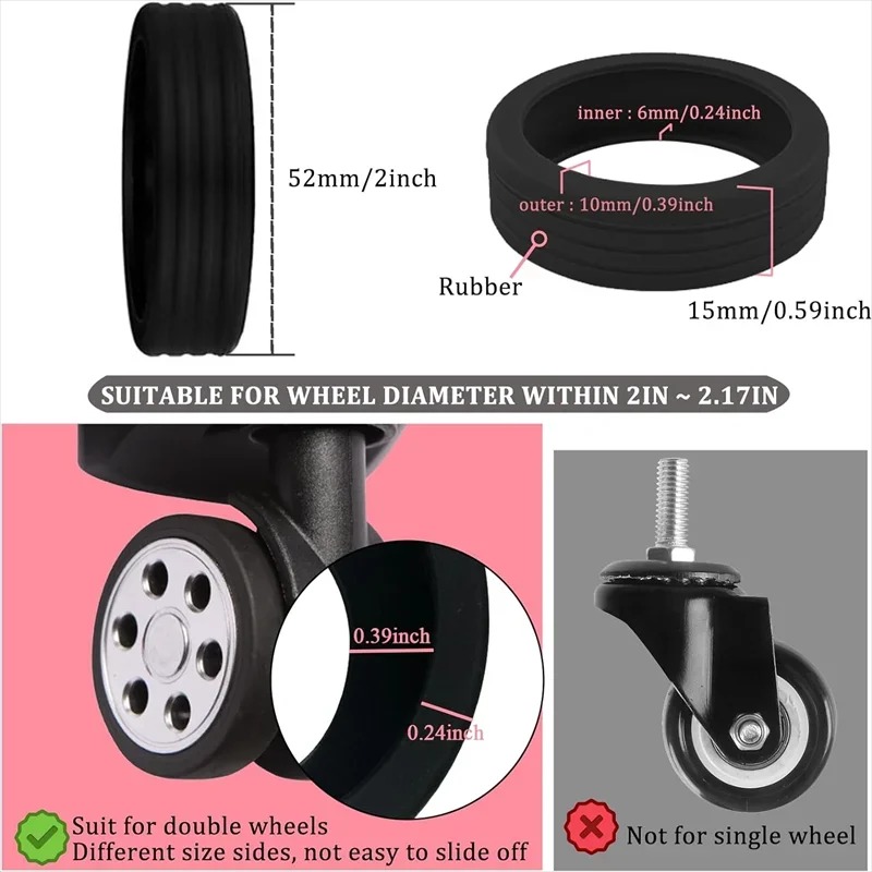 Silicone Wheel Protector for Suitcase Trolley Case Caster Sleeve Luggage Compartment Cover Silent Wheel Accessory