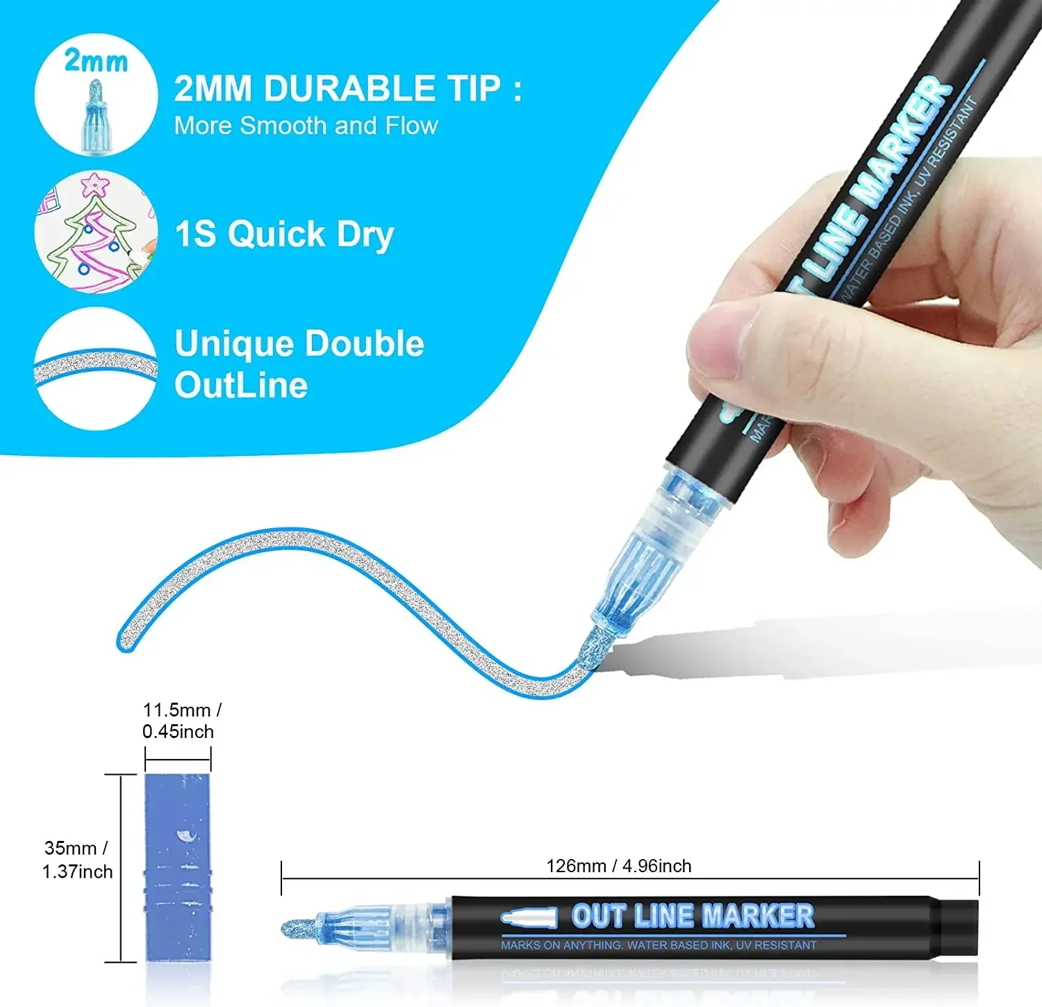 36 สี Double Line Outline Art ปากกา MARKER ปากกา DIY Graffiti Outline MARKER ปากกาเน้นข้อความสมุดภาพไดอารี่โปสเตอร์การ์ด