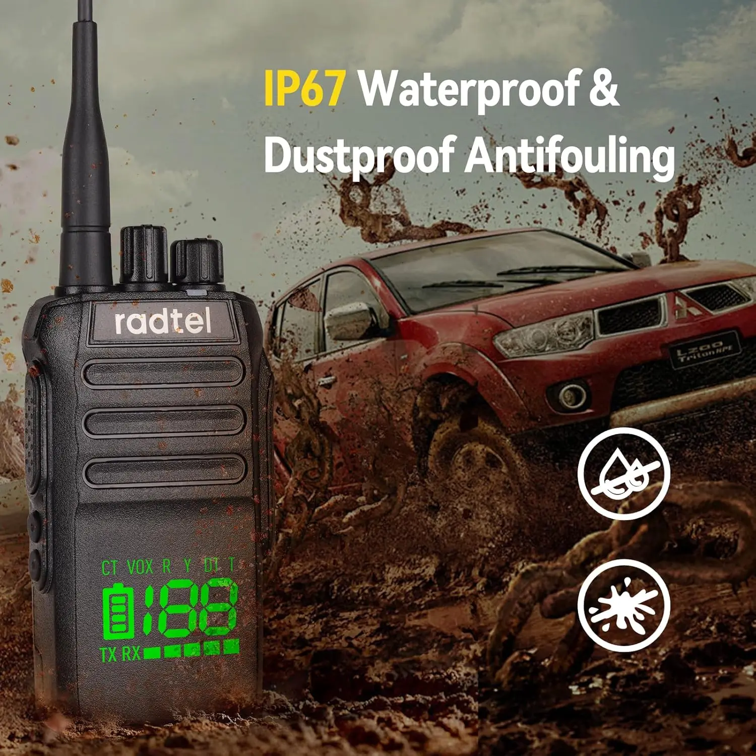 Radtel RT-493 10w IP67 Waterproof UHF 400-470Mhz Business Two Way Radio 199Ch Fast Copy Frequency Walkie Talkie usb-c