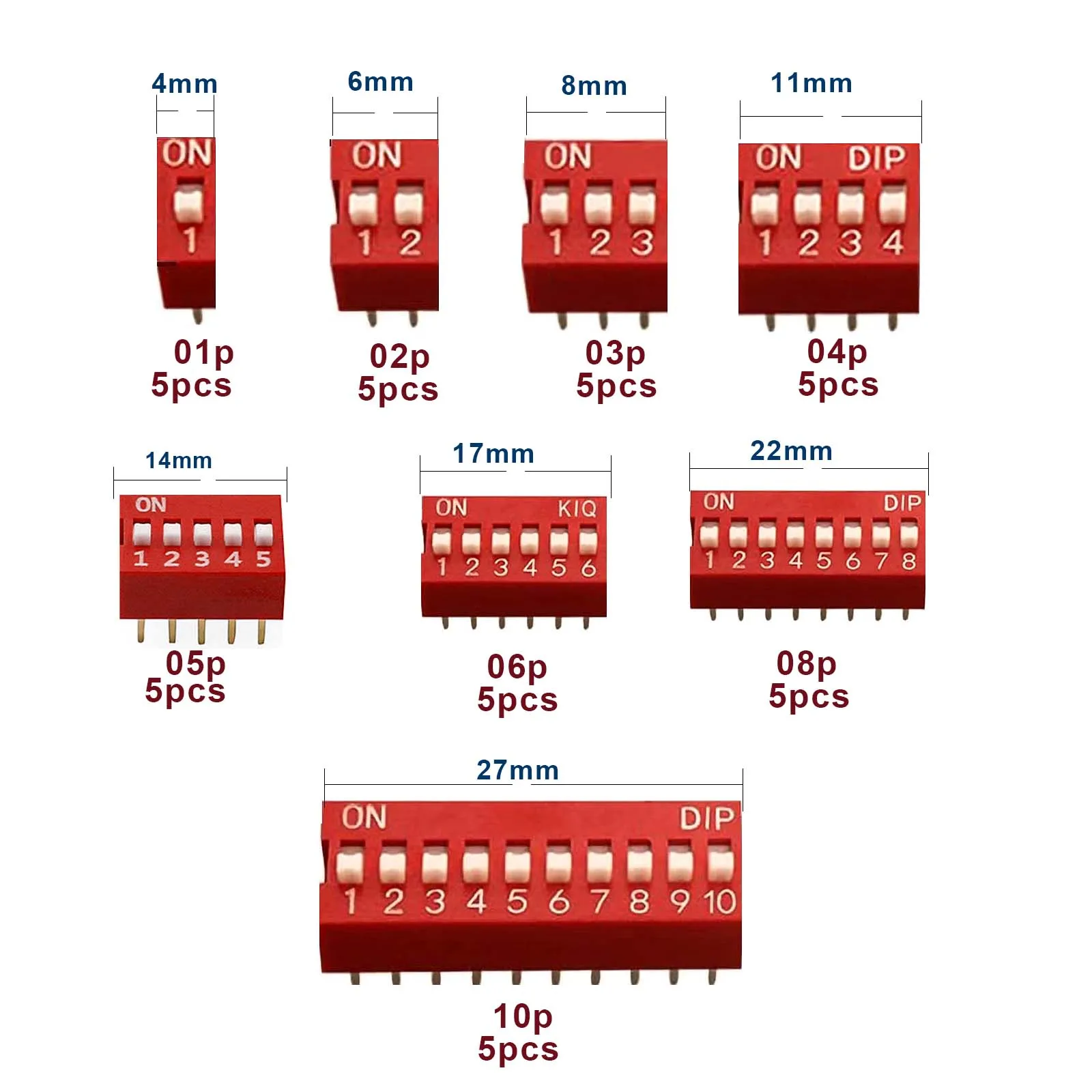 30/40 pces tipo slide dip switch módulo de interruptores de fileira dupla 2.54mm 1 - 12 posição para placas de ensaio de circuito