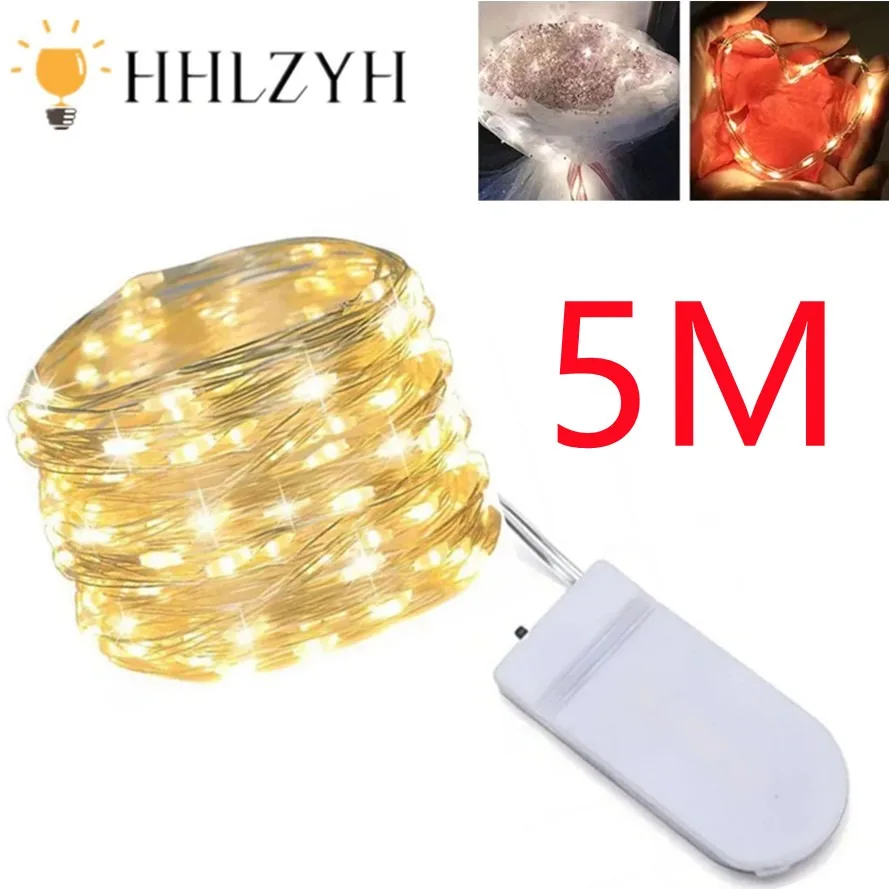 5M Waterproof Led Copper Wire Fairy Lights LED String Lights Battery Operated DIY Wedding Party Christmas Decoration Lights