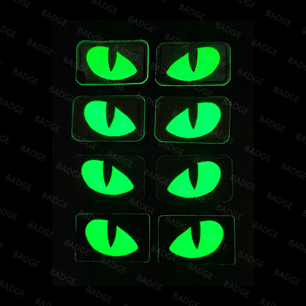 Glow in The Dark Patches Cat Devil's Eyes Tactical Patch Combat Hook Fasteners Ranger Motorcycle Biker Tags Operator Emblem