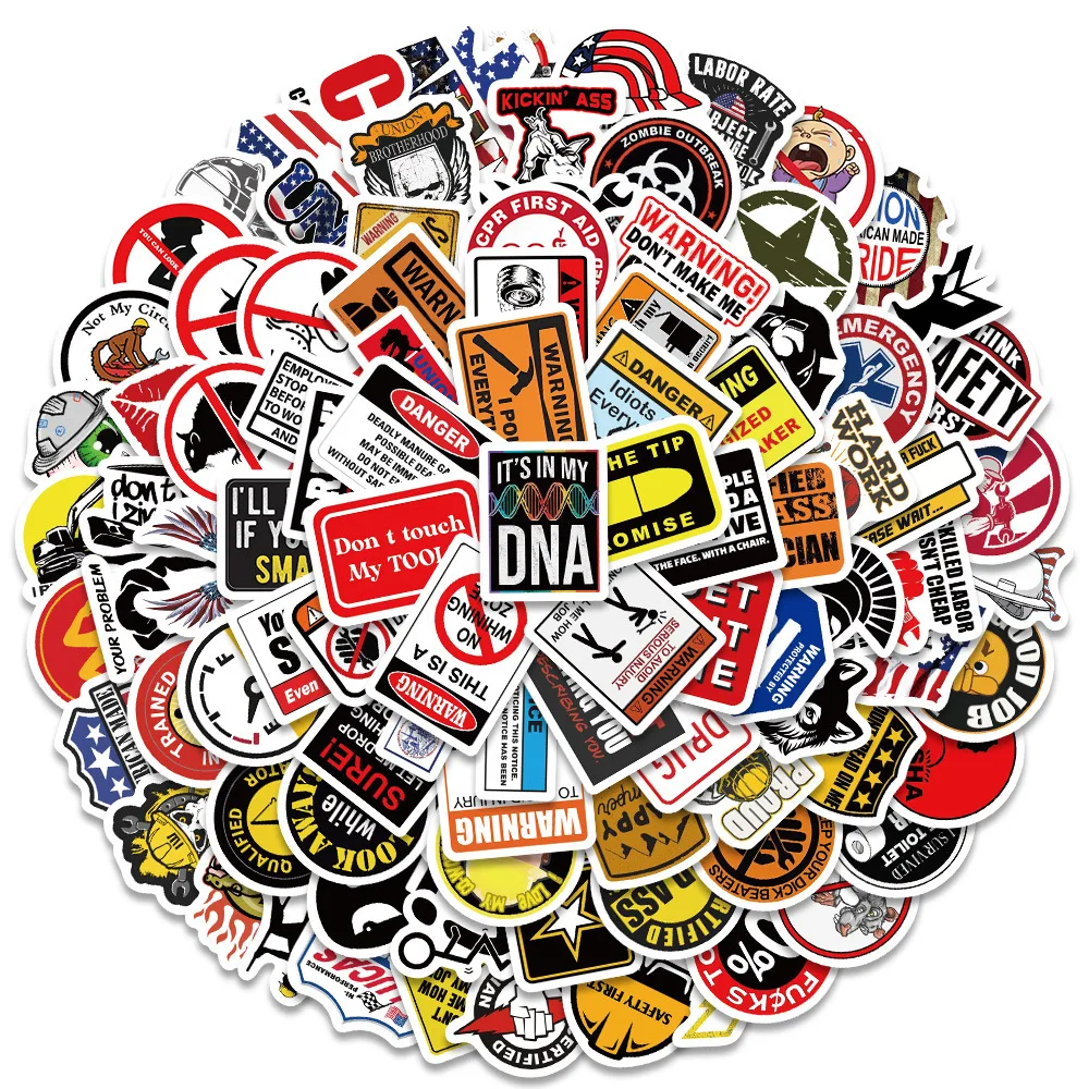 98 Uds. Divertido casco duro marca signo pegatinas geniales trabajadores de la construcción casco motocicleta coche bicicleta pegatinas calcomanías impermeables regalo