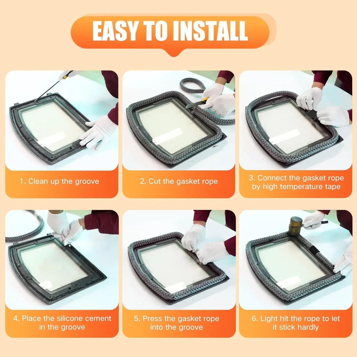 2 M เตาไม้ปะเก็นเตาผิงซีลเชือกทนไฟไฟเบอร์กลาสไม้เตาปะเก็นประตู Log Burner ซีลประตูสําหรับ Chimneys หม้อไอน้ํา