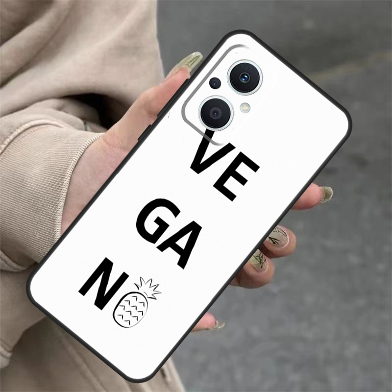 Casing VEGAN kutipan VEGAN LOVE VEGGIE untuk OPPO Reno 11 11F 10 Pro 4Z 5Z 8T 5 6 7 8 Lite OPPO Find X5 X6 Pro X2 X3 Lite sampul