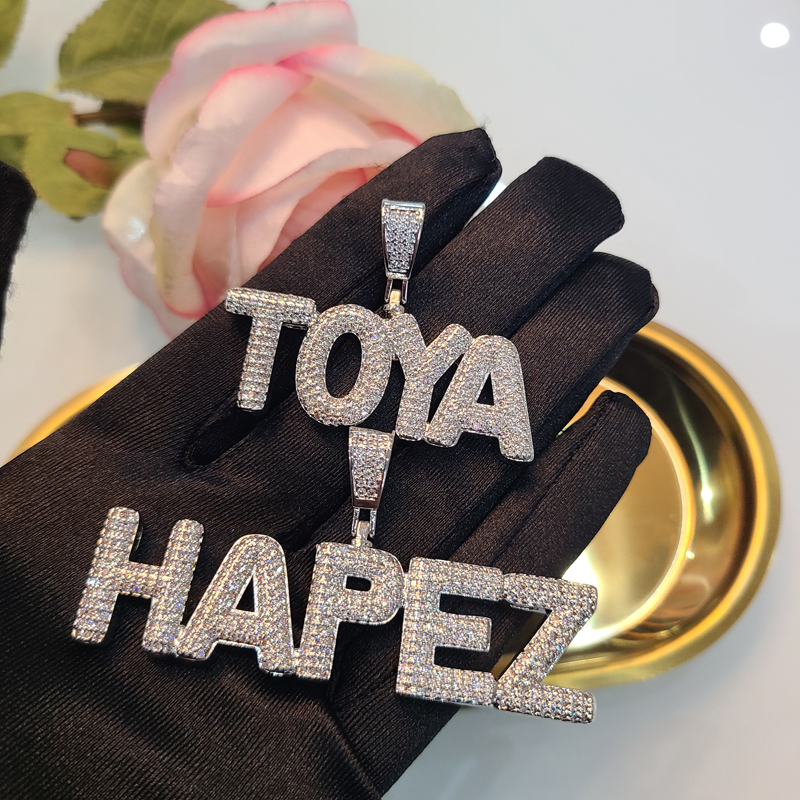 Custom Name Necklaces Personalized Word Pendants Bubble Hip Hop Jewelry Drop Shipping Factory Directly