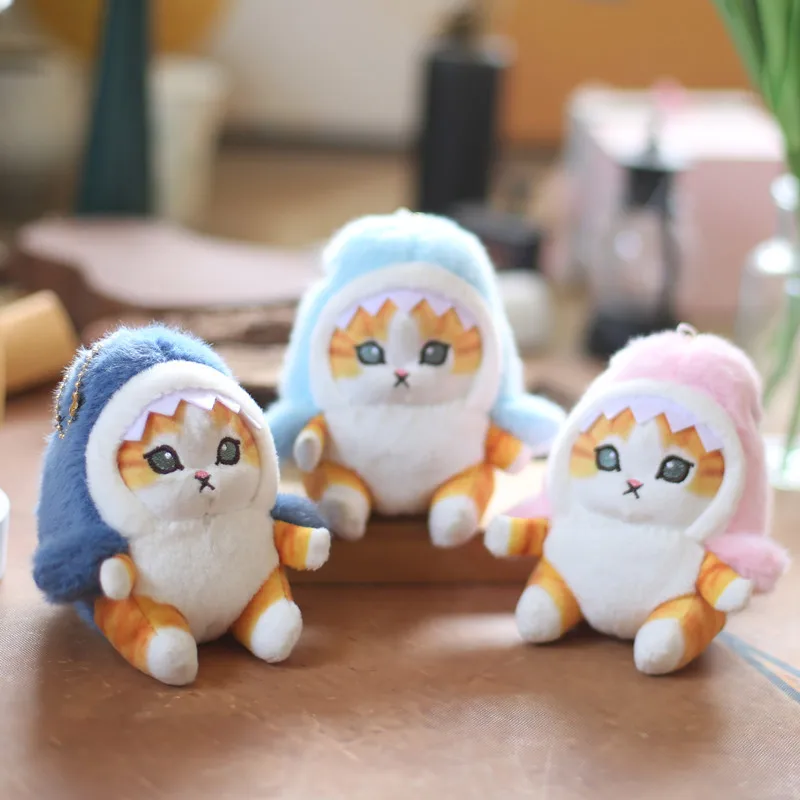 Shark Cat กุ้งทอดแมวตุ๊กตาของเล่นจี้พวงกุญแจห้องสวย Shark Cat กระเป๋ารถตกแต่งตุ๊กตาสาวของขวัญวันวาเลนไทน์