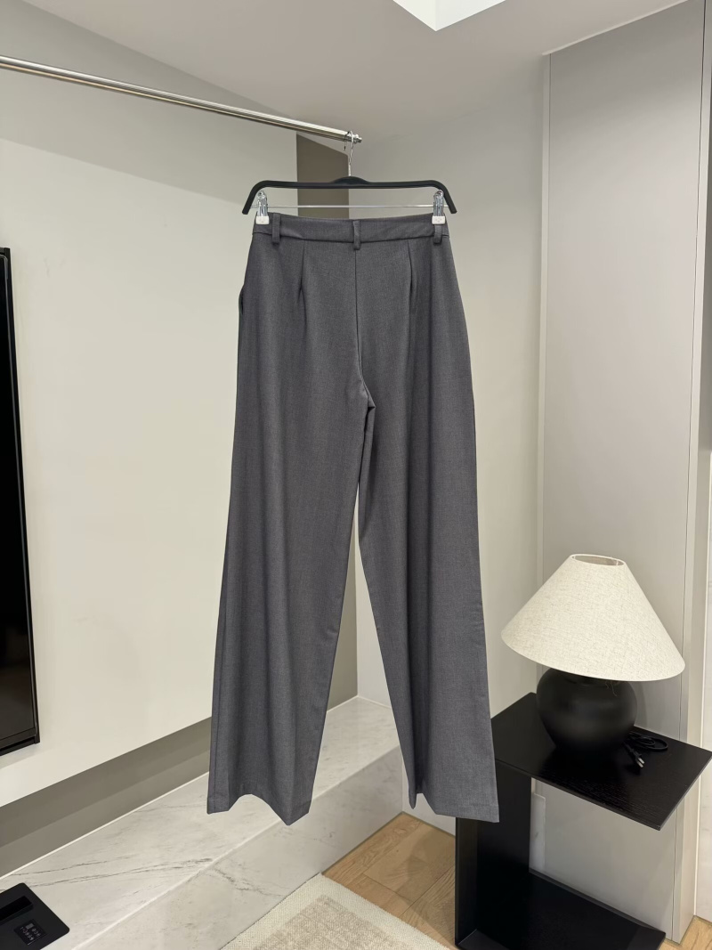ETJ 2025 Conjunto de novo terno feminino de primavera com blazer cruzado acolchoado no ombro e calças largas plissadas de cintura alta