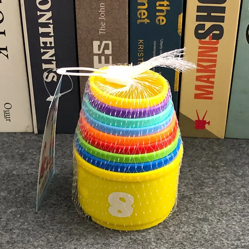 9PCS Fun Rainbow Cups Stacking Cups Figure Letters Baby Educational Toy Fun Stacking Tower Mini Bear Kids Toddler toys