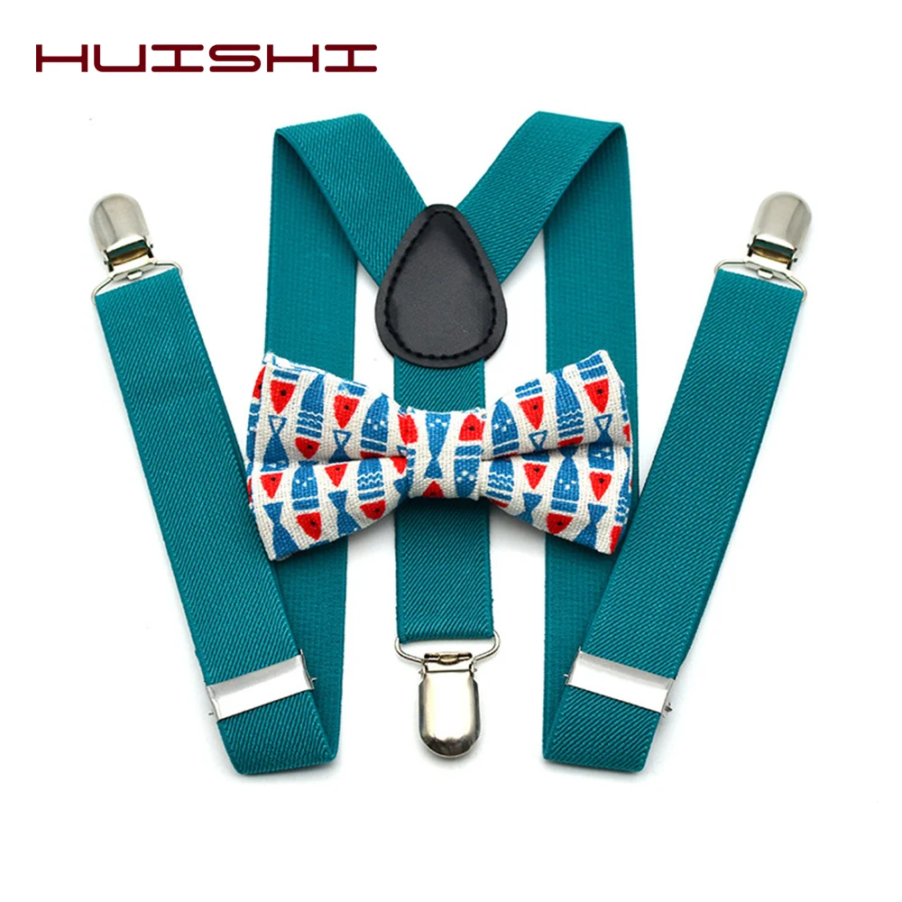 Bretelle per bambini di alta qualità Cintura per bambini in tinta unita Set papillon Bretelle regolabili per bambini Clip-on Y-Back Bretelle elastiche