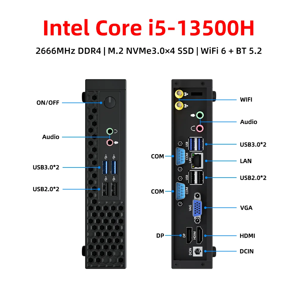 TexHoo Mini PC Windows 11 PC, Intel Core i5 13500H/N5095, 16GB DDR4 512GB SSD, Dual-Band WiFi 6, BT5.2, 4K@60Hz Gaming Computer