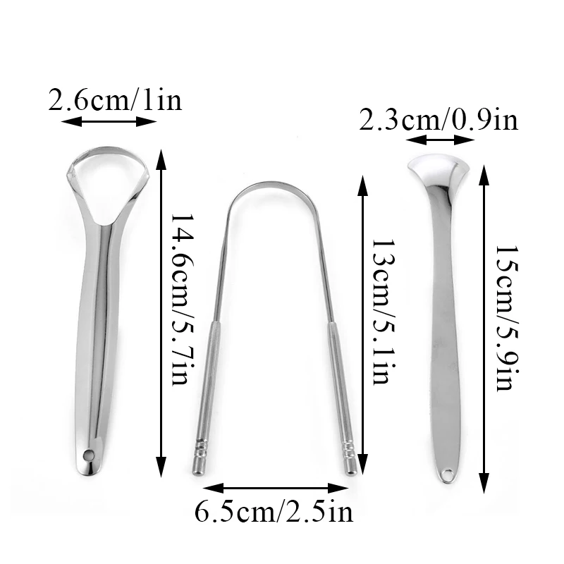 1 pz Raschietto per lingua Pulitore Strumenti per la pulizia della lingua in acciaio inossidabile Lavabile Scrubber per lingua Accessori per strumenti per l'igiene orale