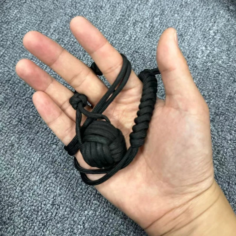 LLavero de puño de mono multifunción portátil EDC para exteriores, herramientas de rompeventanas de coche, cuerda de autodefensa, bola de acero, 60cm