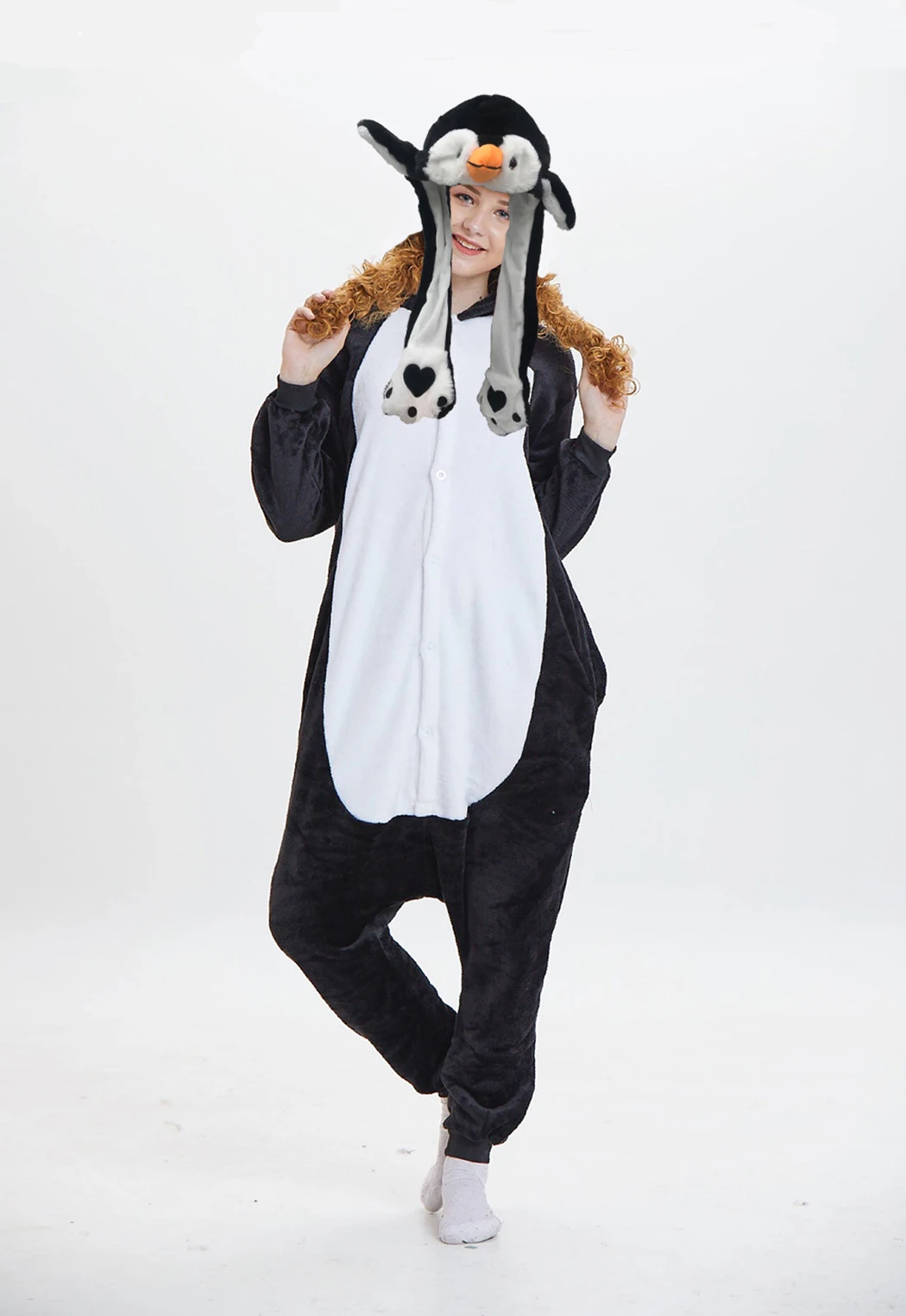 Chim Cánh Cụt Tai Di Chuyển Nón Mới Lạ Động Vật Sang Trọng Đồ Chơi Mũ Tai Jumiping Lên Mũ Cosplay Đảng Hoạt Hình Nón Dành Cho Trẻ Em Người Lớn bịt Tai