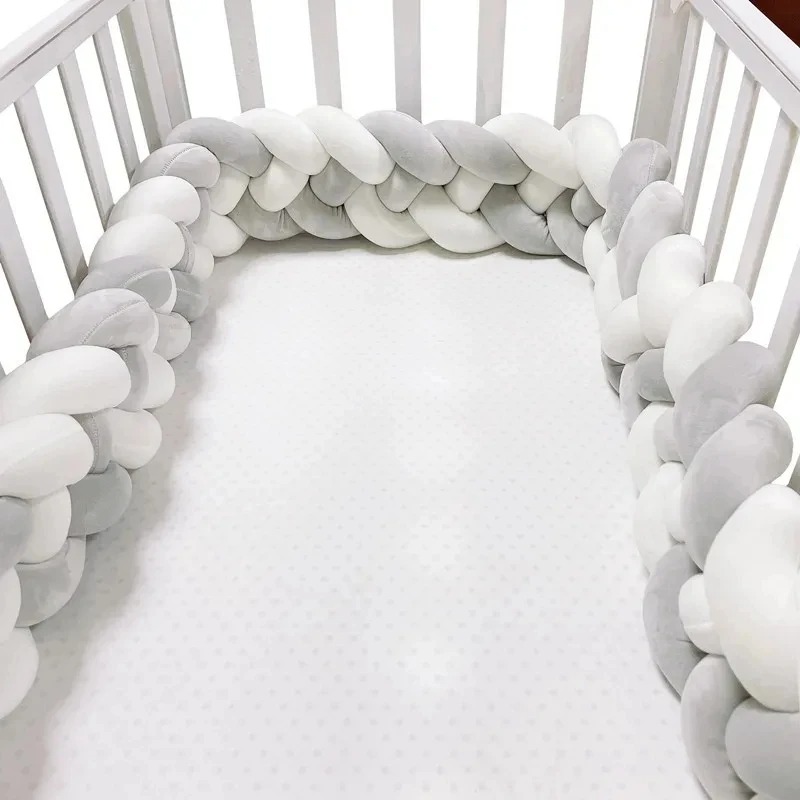 1-3M Paraurti per lettino Treccia annodata a mano Tessitura Peluche Protezione per culla Cuscino per nodo infantile Arredamento per la cameretta dei bambini