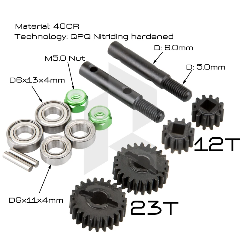 Roda gigi poros gandar Portal Overdrive keras RhinoRC baru 2024 untuk as roda Offset Capra Axles CNC Kit Upgrade penuh