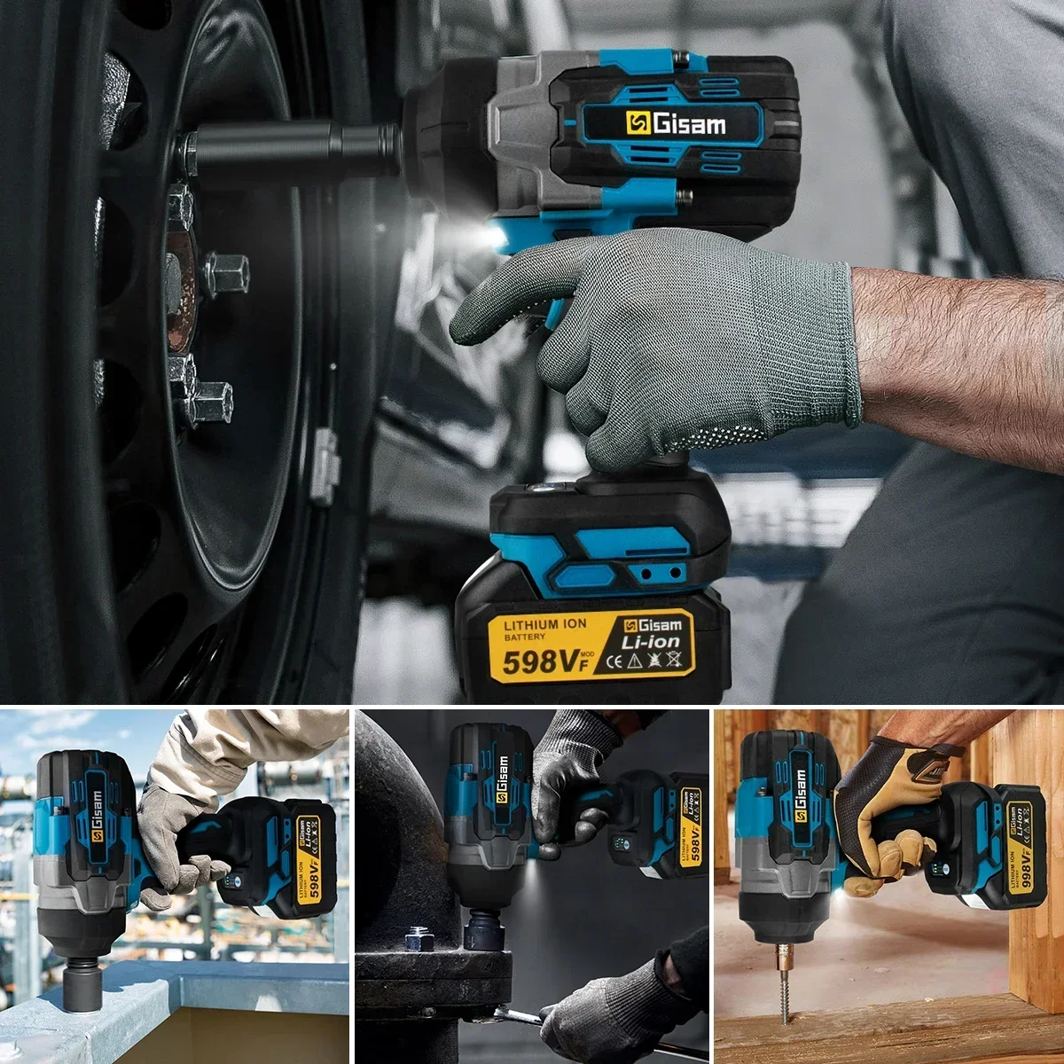 Gisam 2800N.M 브러시리스 전기 렌치 Makita 18V 배터리 핀용 1/2 인치 무선 임팩트 렌치 Electirc 스크루 드라이버 드릴