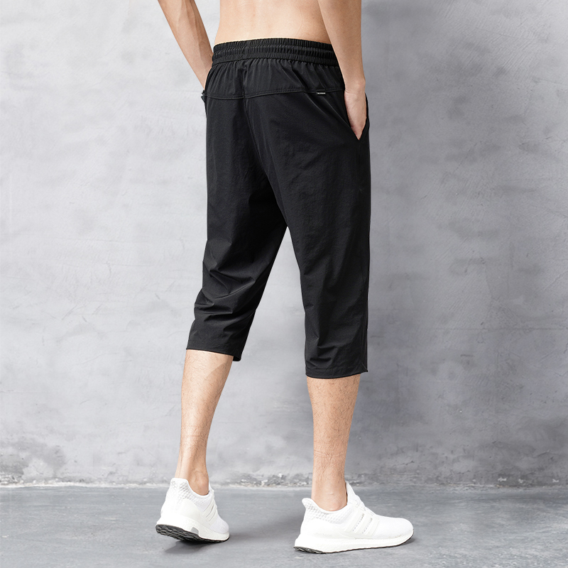 Calças cortadas de verão para homens, calças elásticas respiráveis com sensação de gelo, shorts casuais versáteis