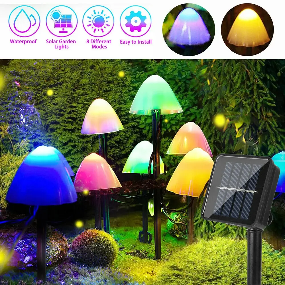 10 LED พลังงานแสงอาทิตย์ไฟเห็ดกันน้ํากลางแจ้งตกแต่งไฟถนนสําหรับสนามหญ้าสวนลานตกแต่งวันหยุดคริสต์มาส