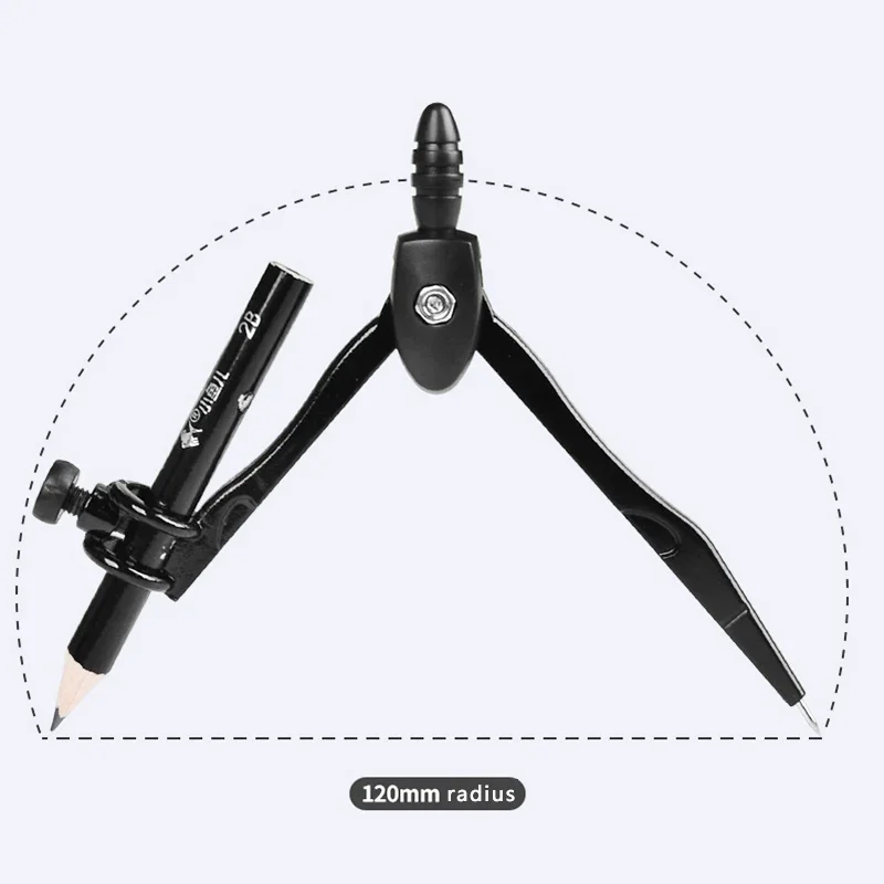3Pcs Set Art Design Metal Compass Geometric Drawing Tool with Pencil Sharpener Math Set Student Drafting Draw Circle Stationery
