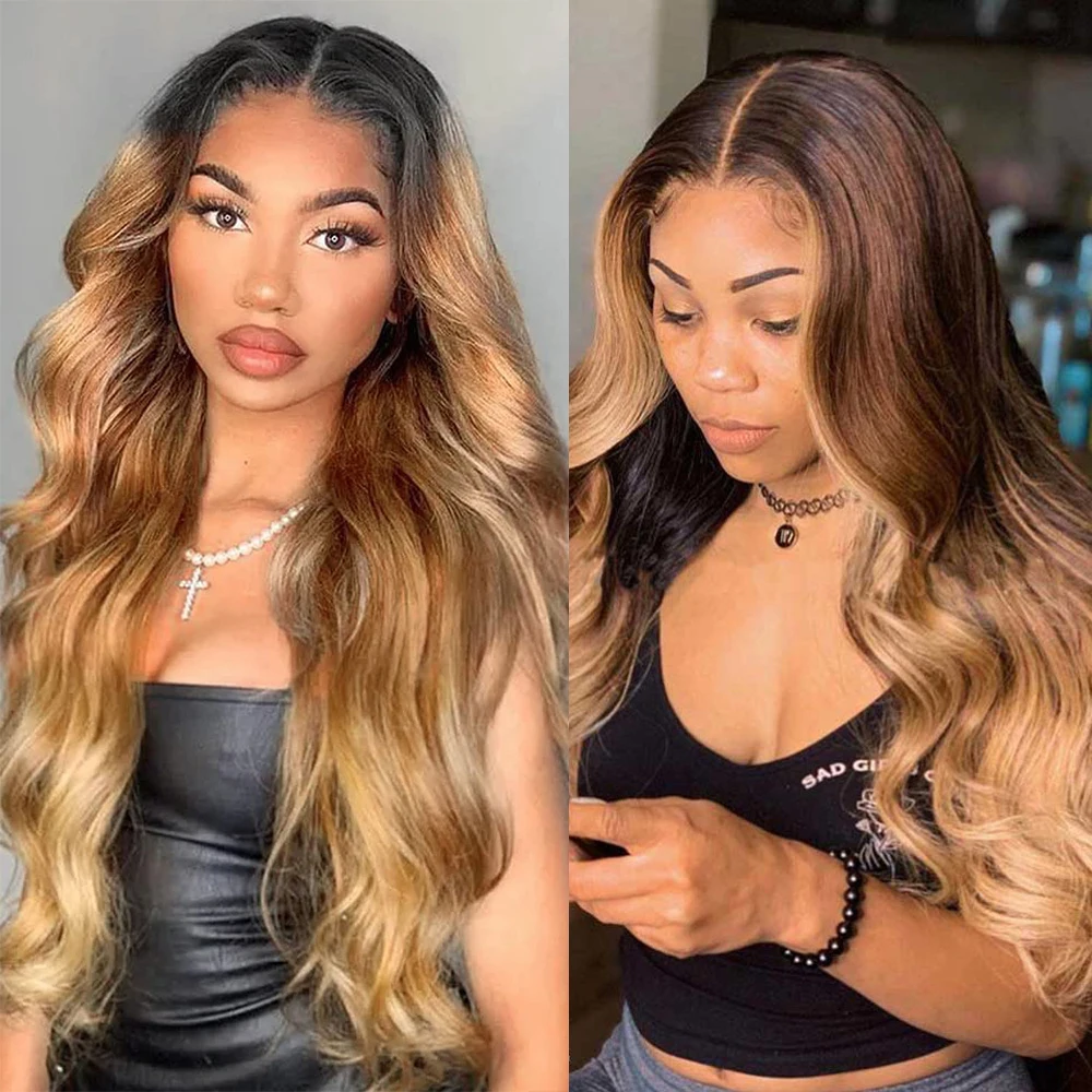 Extensiones de cabello humano ondulado de Color ombré con cierre, cabello humano brasileño 1b/4/27, extensiones de cabello humano postizo
