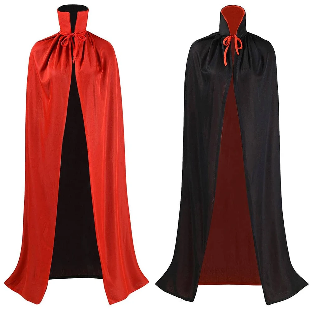 Costumi Cosplay Halloween adulto Stand Collar Cape nero rosso berretto reversibile Vampire Cape Halloween Party uomo donna abbigliamento