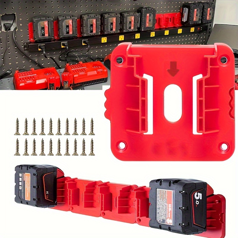 밀워키 M18 18V 배터리 거치대, 작업 밴, 선반, 도구 상자용 벽걸이 스토리지, 배터리 정리 및 보호, 5 팩