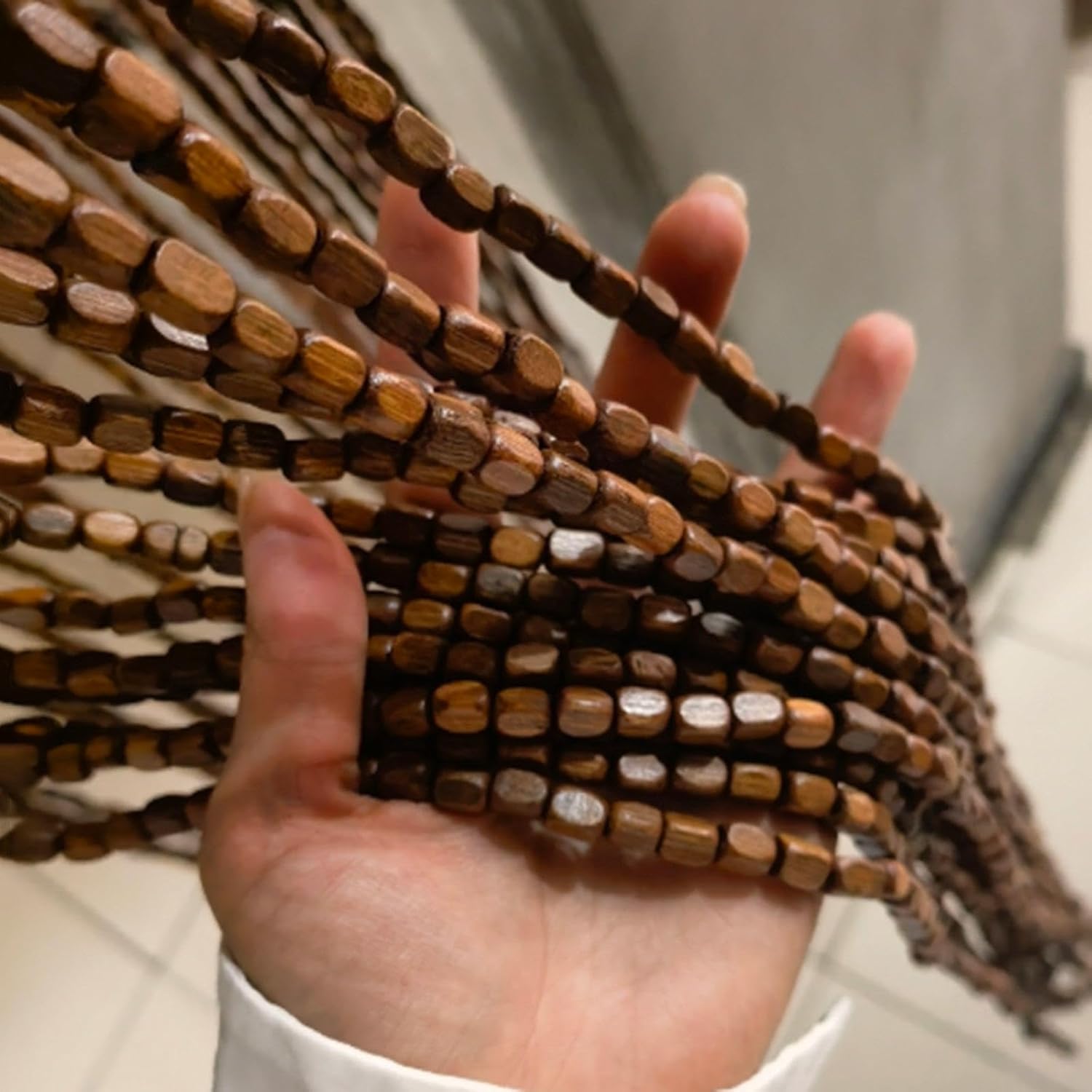 De Cuentas Para Puertas, 60/80/90/100/110/120/130/140 Hebras De Madera De Bambú Cortina De Abalorios Natural, Panel De Pantalla De