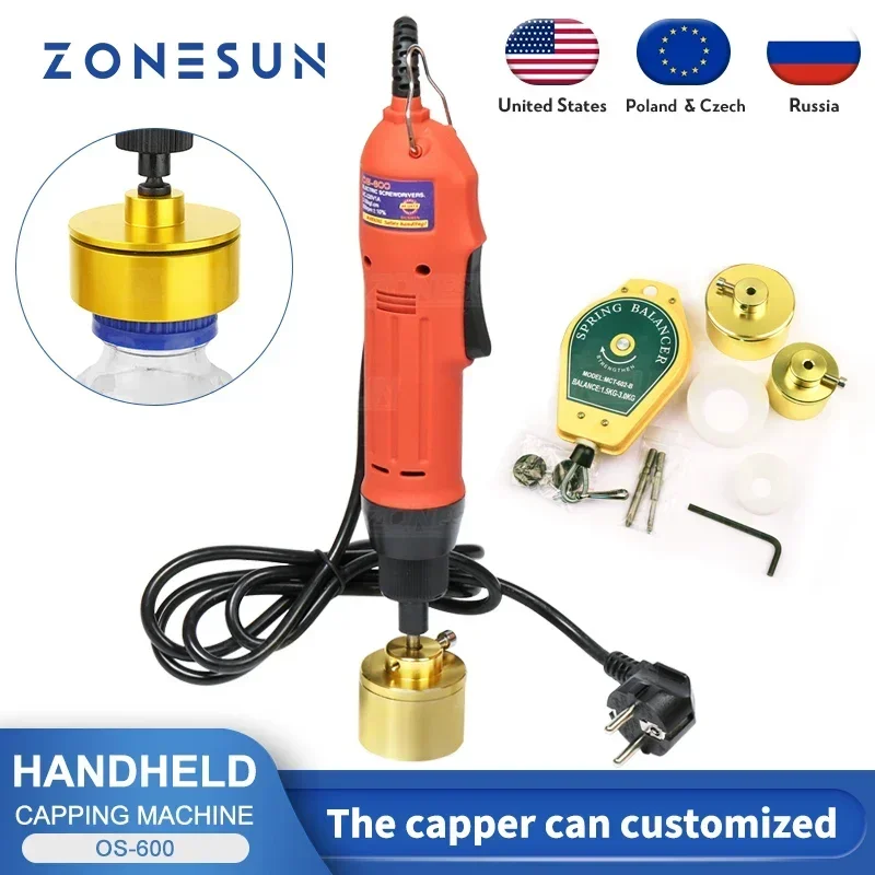 ZONESUN Hướng Dẫn Sử Dụng Chai Đóng Nắp Máy Cầm Tay Chai Nắp Vặn (10-30MM) Vít Capper Máy Hàn Miệng Túi