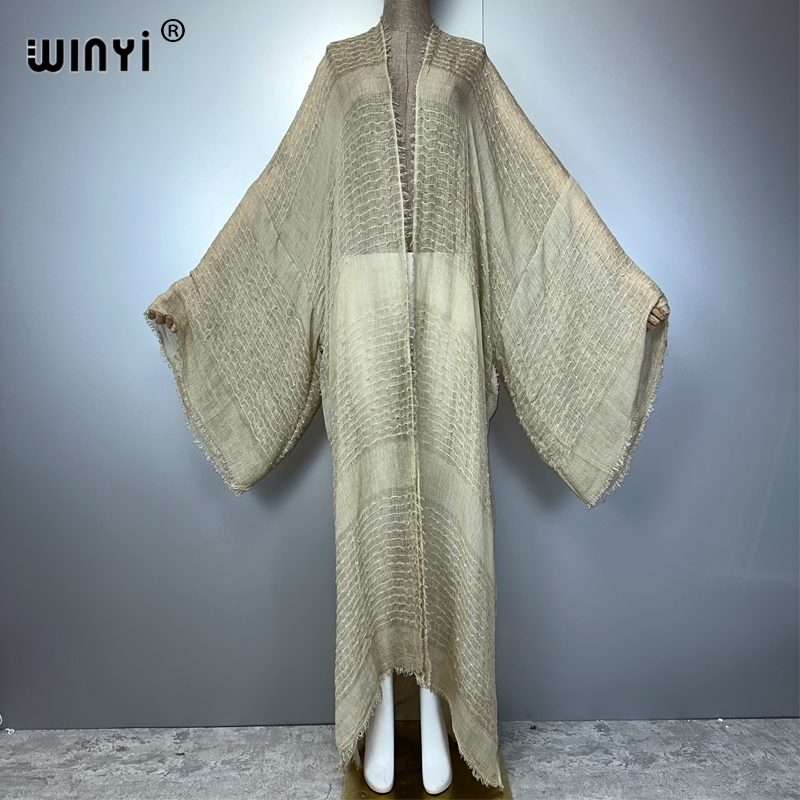 WINYI hoge kwaliteit comfortabele vrouwen zacht vest losse jurk feest boho maxi strand vakantie zwemmen cover ups Afrika kimono