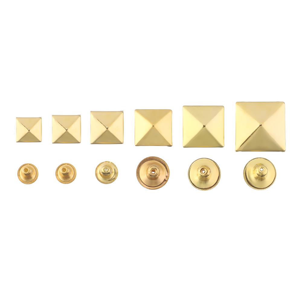 50 conjuntos diy artesanato sapatos saco decoração vestuário aceessories rebites quadrados pano botão metal picos fixar studs