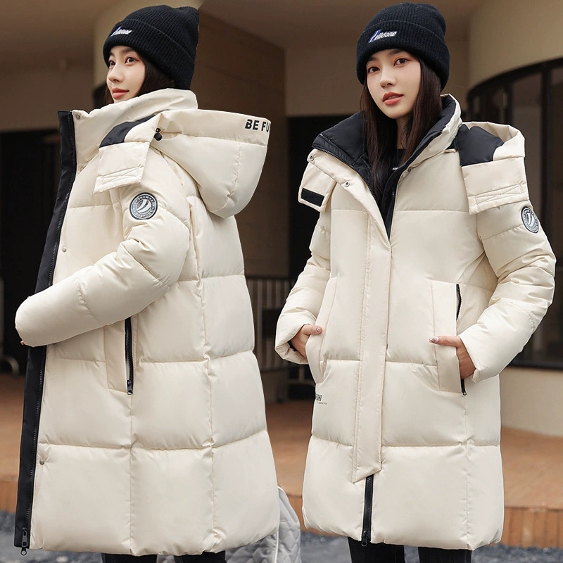 Inverno feminino para baixo jaqueta de algodão 2025 novo quente engrossar algodão acolchoado jaqueta coreano solto plus size parkas outwear casaco longo
