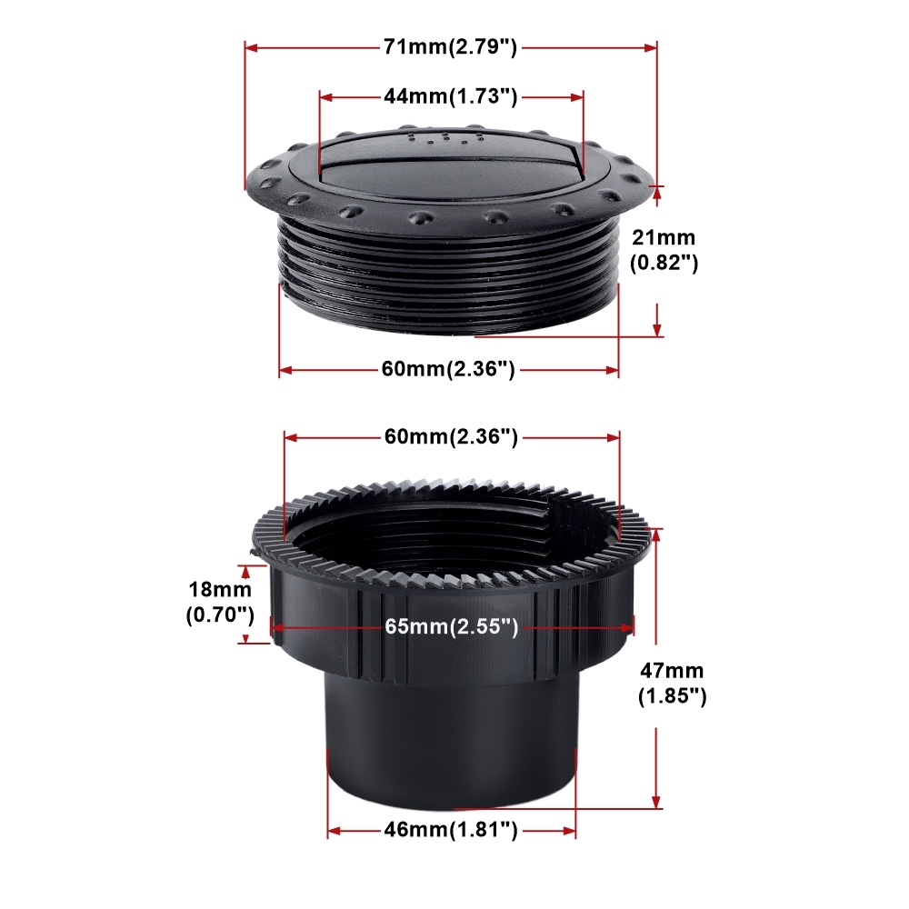 Salida de aire de rotación tipo perilla Universal de 65MM, ventilación de aire acondicionado para salpicadero de coche de 2,35 pulgadas para autobús, RV, Camper, ATV A/C