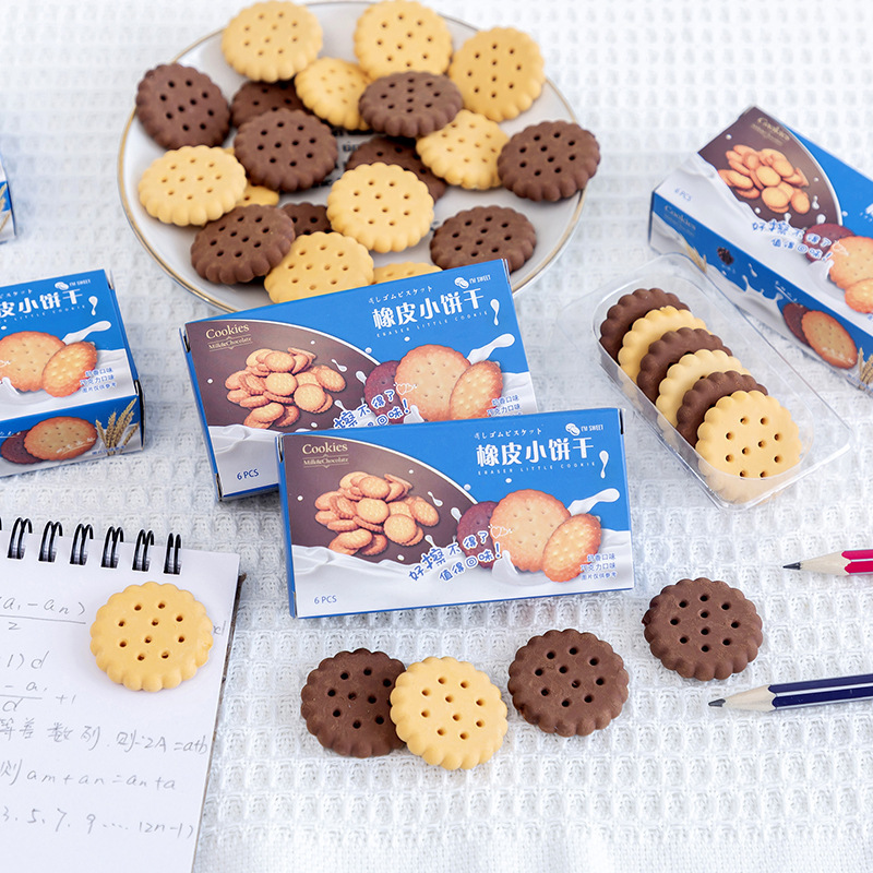 Cute Kawaii Creative Biscuit Eraser Cookie Rubber School Supplies Stationery Novelty Lovely Cake Eraser