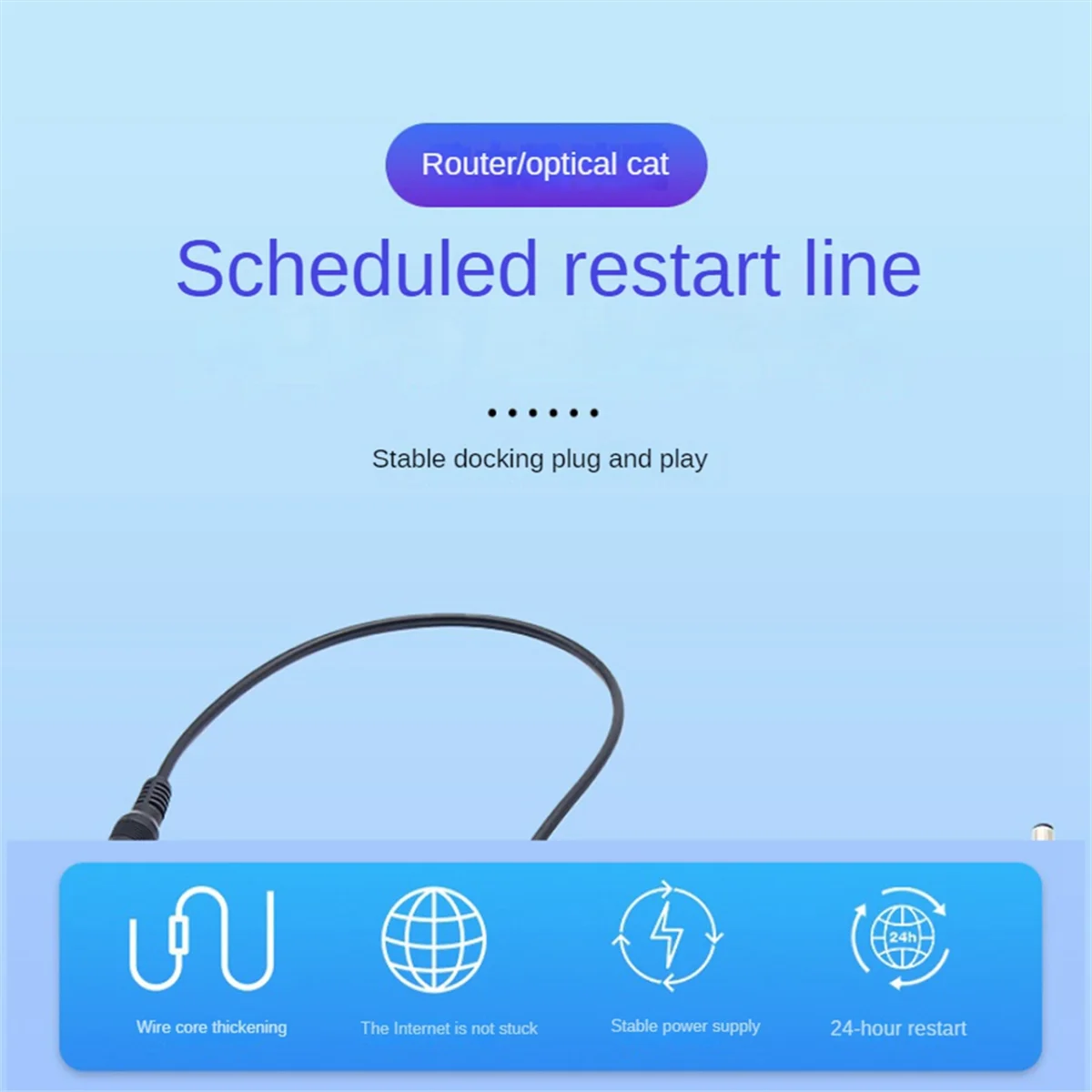 24-godzinny automatyczny router odbijający Narzędzie do resetowania routera DC Power Timing Fiber Modem Router DC Power Manager Black