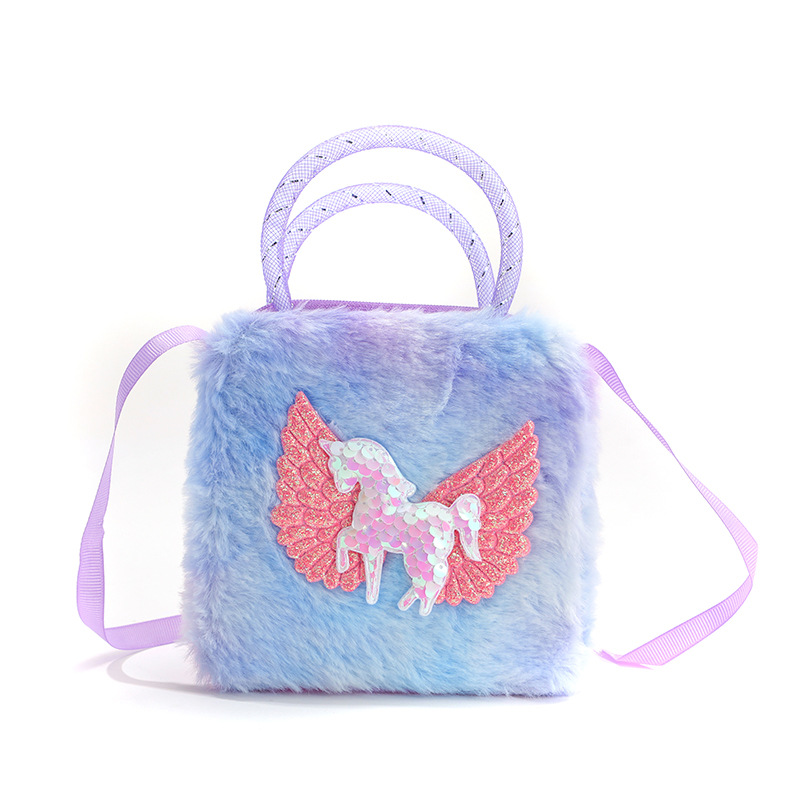 Cute Cartoon Plush Messenger Bag Mini Handbag Toddler Kids Shoulder Bag Kids Keys Coin Purse Children Girls Crossbody Bag Small