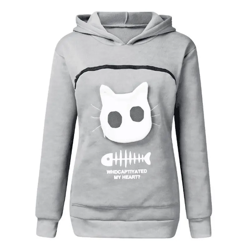 S-3XL amantes do gato moletom com capuz canguru cão pet pata dropshipping pullovers abraço bolsa bolso de peixe moletom com capuz